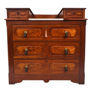 19th-Century Victorian Eastlake Walnut & Burl Dresser With Original Finish & Hardware For Sale