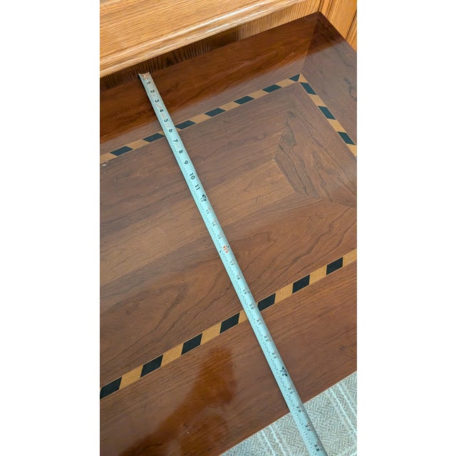 Baker Furniture Company Vintage Baker French Provincial Cherry Wood Inlaid Console Table Writing Desk - 48" For Sale - Image 4 of 7