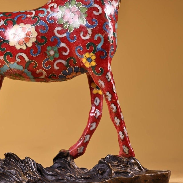 Gilt Bronze Cloisonné Enamel Horse Figure on Rockwork Base For Sale - Image 9 of 10