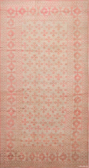 Nazmiyal Collection Ivory and Coral Tribal Geometric Modern Long Narrow Area Area Rug
