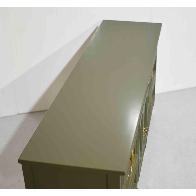 Mid Century French-Inspired Sideboard With Louis XV Brass Hardware by Dixie - Newly Painted For Sale - Image 12 of 16