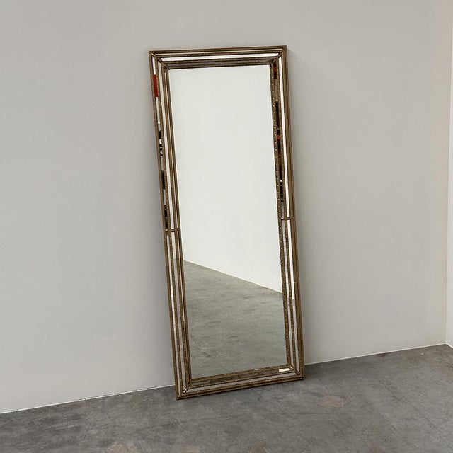 Vintage Hollywood Regency Gilt Faux Bamboo Full-Length Mirror, 1980s For Sale - Image 5 of 11