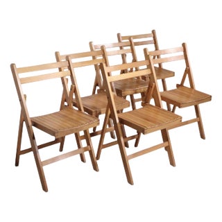 1950s Set of 6 Mid Century Folding Chairs, Made in Yugoslavia For Sale