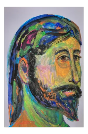 Outsider Expressionist Portrait by e.j. Hartmann (Signed, Acrylic on Paper)