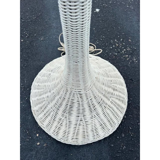 Boho Chic White Wicker Floor Lamp For Sale - Image 10 of 12