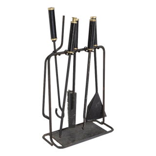Fireplace Set by Afra and Tobia Scarpa for Dimensione Fuoco, 1970s, Set of 5 For Sale