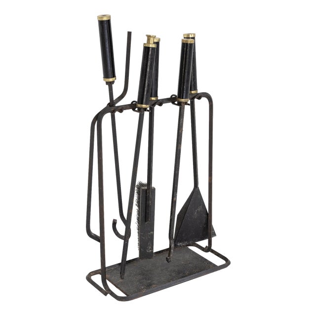 Fireplace Set by Afra and Tobia Scarpa for Dimensione Fuoco, 1970s, Set of 5 For Sale