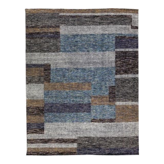 Modern Apadana's Safi Collection Handmade Earthy Tone Abstract Designed Wool Rug For Sale
