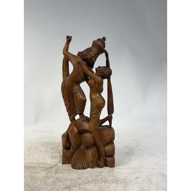 Antique Asian Hand-Carved Wooden Statue For Sale - Image 11 of 12