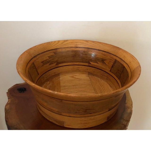 Rustic Vintage 1991 Hand Crafted Wooden Bowl For Sale - Image 3 of 9