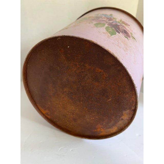 Purple Vintage Farmhouse Bucket With Flower Decal For Sale - Image 8 of 9
