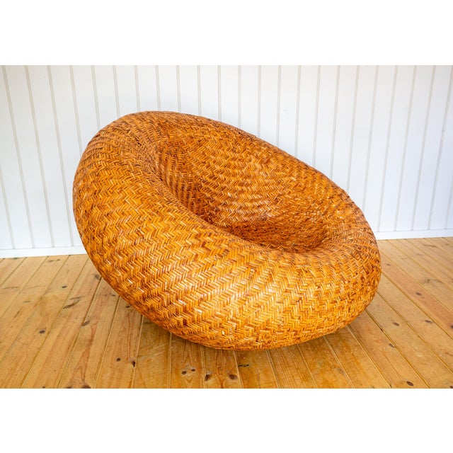 Mid-Century Modern French Mushroom Rattan Pod Easy Lounge Chair, 1970s For Sale - Image 14 of 18