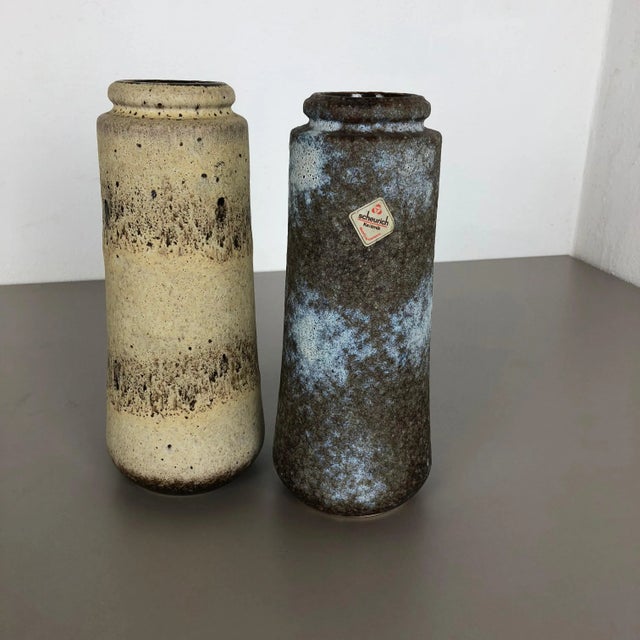 Ceramic Pottery Fat Lava 206-26 Vases from Scheurich, Germany, 1970s, Set of 2 For Sale - Image 7 of 16