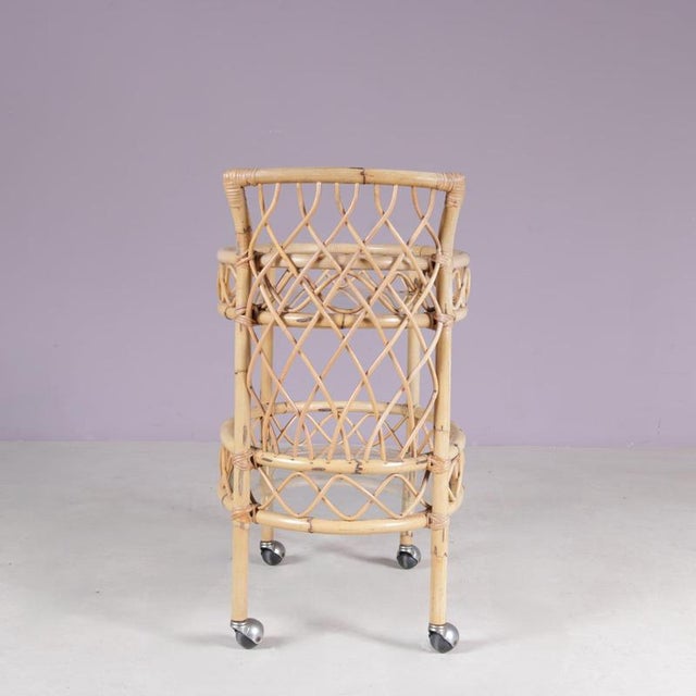 Bamboo Trolley with Glass Tops, Italy, 1950s For Sale - Image 9 of 13
