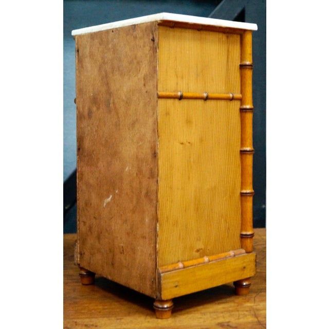 1930s Faux Bamboo Miniature Cabinet with Marble Top, 1930s For Sale - Image 5 of 11