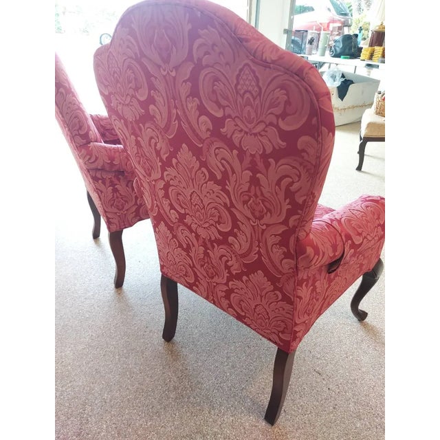 Queen Anne-Style Upholstered Chairs- Pair For Sale - Image 4 of 4