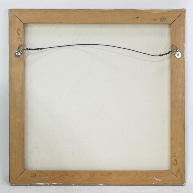 Jade Impressionist Landscape Oil Painting - Misty Blue Mountains and Green Meadow For Sale - Image 8 of 9