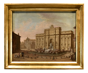 After Giovanni Giacomo Van Lint, View of Rome Trevi Fountain Landscape, 1760, Oil on Canvas, Framed