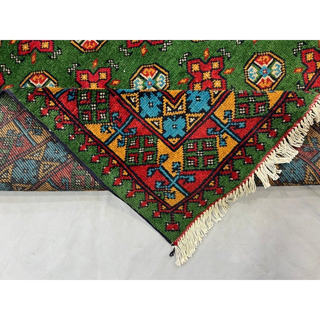 Green Turkmen Mori Gul Tribal Wool Area Rug, 6'7" X 10'3" For Sale - Image 13 of 16