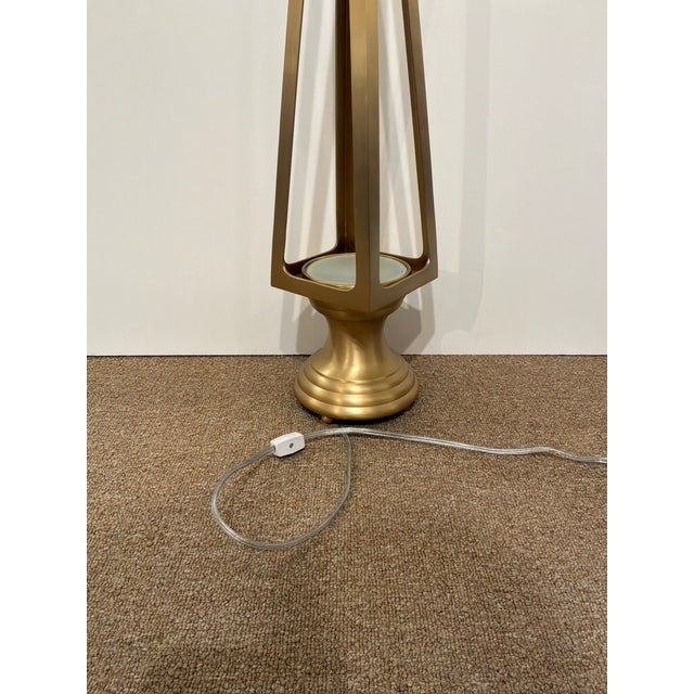 Metal Global Views Co Open Obelisk Brass Lamp For Sale - Image 7 of 7