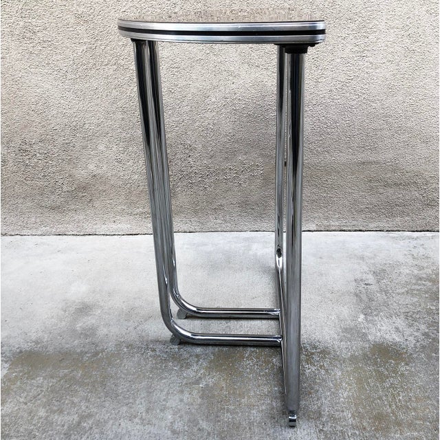 Bauhaus Chrome and Black Laminate Console Table by Royalchrome, Circa 1930s For Sale - Image 4 of 9