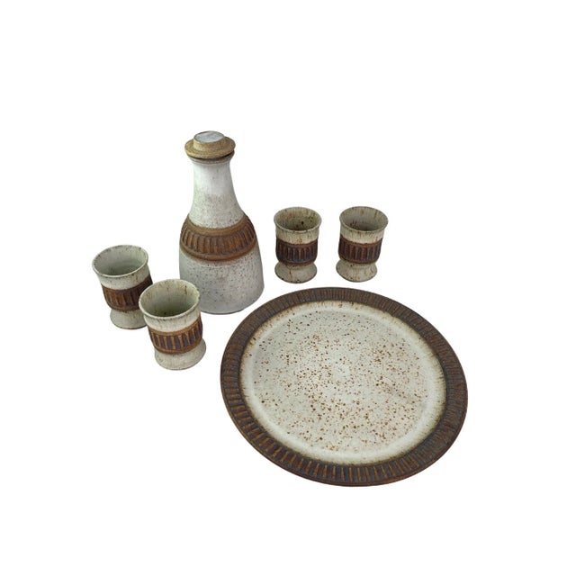 Mid-Century Studio Pottery Drink Set - 6 Pieces For Sale - Image 4 of 6