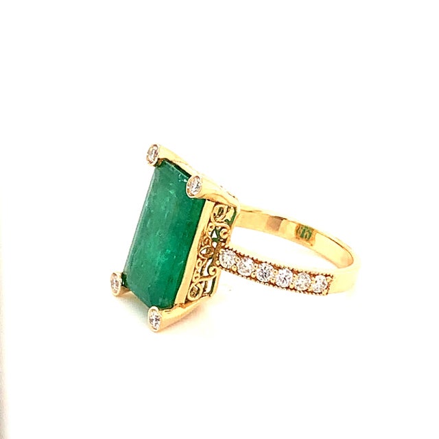 Natural Emerald Diamond Ring 14k Gold 4.37 TCW GIA Certified For Sale - Image 13 of 15