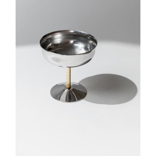 Vintage Champagne Bowls in Stainless Steel with Golden Stem, Italy, 1970s, Set of 6 For Sale - Image 9 of 11