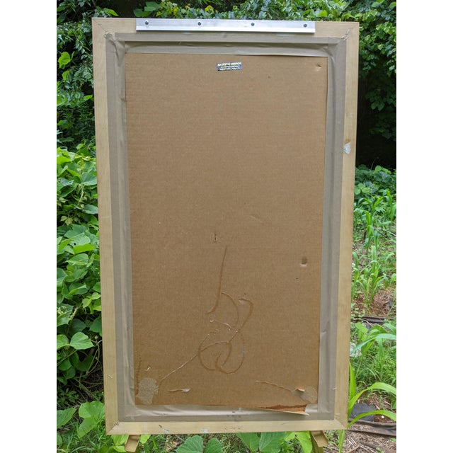 1990s Art Deco Woven Geometric Silver Wood Framed Beveled Mirror by Majestic For Sale - Image 9 of 10