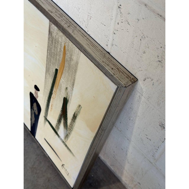 1990s Two Men Painting Art Canvas Vintage Mid-Century Modern For Sale - Image 5 of 10