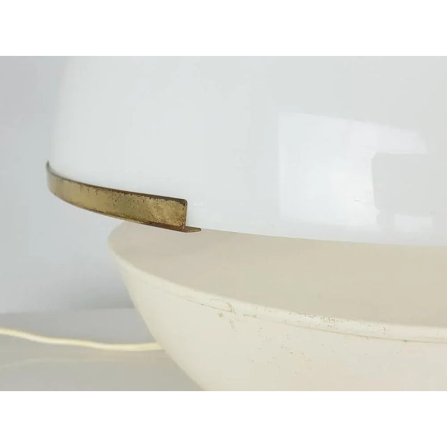 Italian Aluminium and Brass Table Lamp with Acrylic Glass Shade, 1960s For Sale - Image 3 of 9