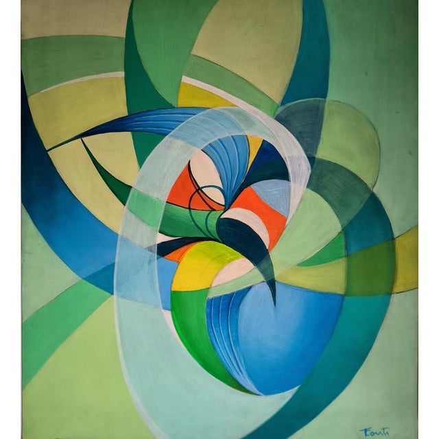 Tino Conti, Moving Curves, 1920s-1930s, Oil on Canvas For Sale - Image 4 of 4