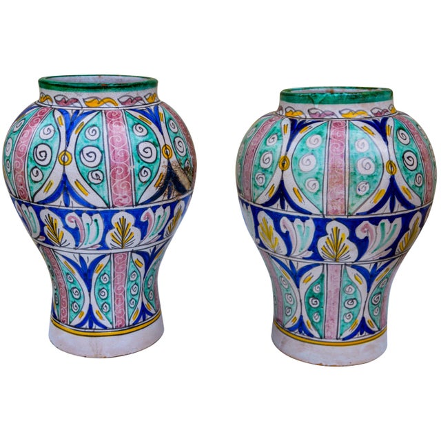 Early 20th Century Antique Andalusian Ceramic Vases- S/2 For Sale - Image 5 of 13