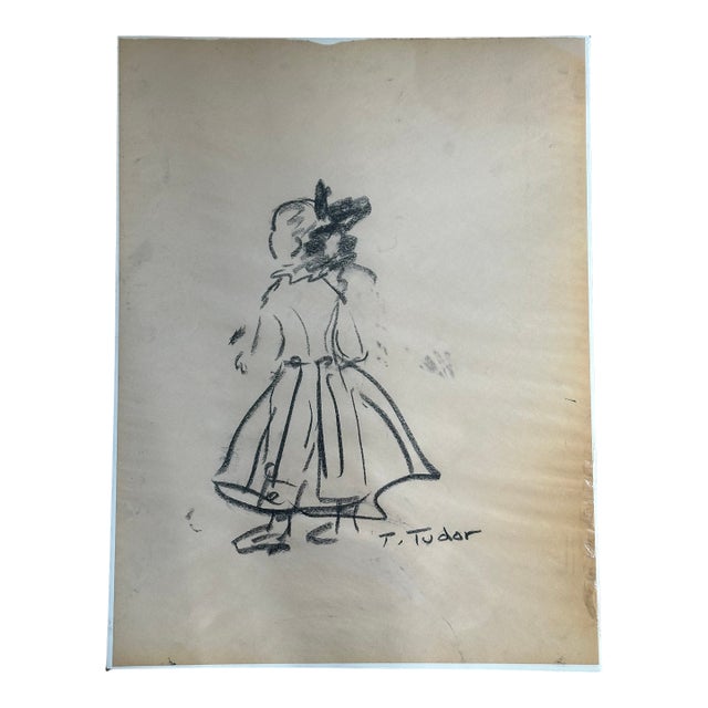 Tasha Tudor Original Art Charcoal Sketch For Sale