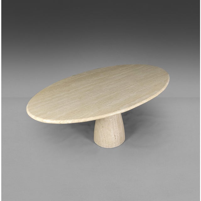 Beige Travertine Finale Oval Table by Peter Draenert, 1970s For Sale - Image 8 of 9