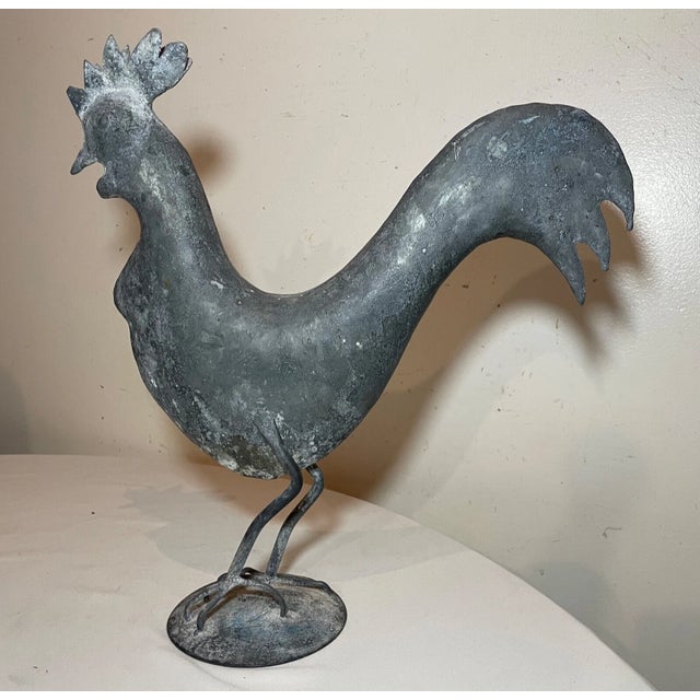 Gray Antique Handmade Forged Steel Folk Art Rooster Bird Statue Sculpture Figure For Sale - Image 8 of 15