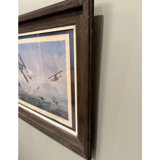 Wood Framed Print Ww1 “Dog Fight 1918” Signed in Pencil by Artist John T McCoy 1974 For Sale - Image 7 of 8