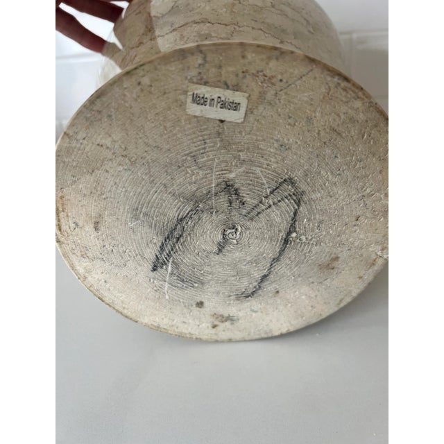 Stone Vintage Polished Marble Urn With Lid For Sale - Image 7 of 8