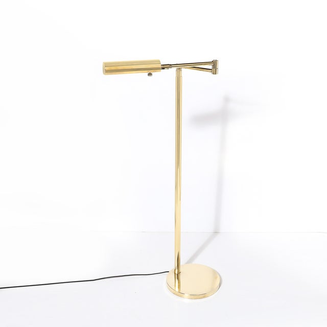 Mid-Century Modernist Articulating Floor Lamp in Polished Brass For Sale - Image 11 of 12