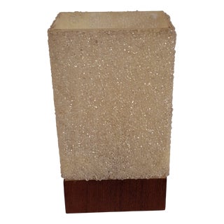 Minimalist Table Lamp with Teak Base and White Plastic Shade, 1970s For Sale