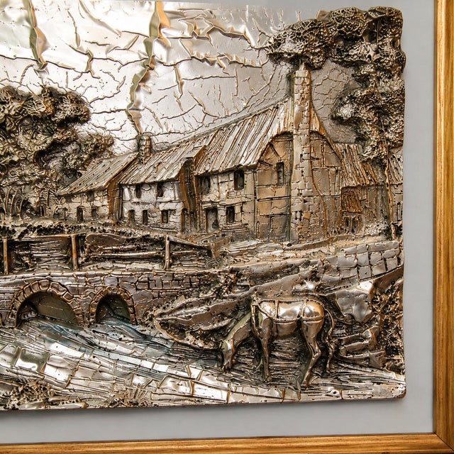 Silver Italian 925 Silver and 24-Karat Gold-Plated Bronze High-Relief Landscape from Argenteria Darte Guerrini, 1990s For Sale - Image 8 of 9