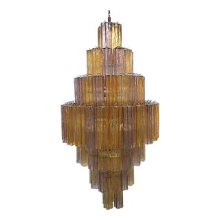 Murano Glass Amber and Violet Tronco Chandelier by Simoeng For Sale