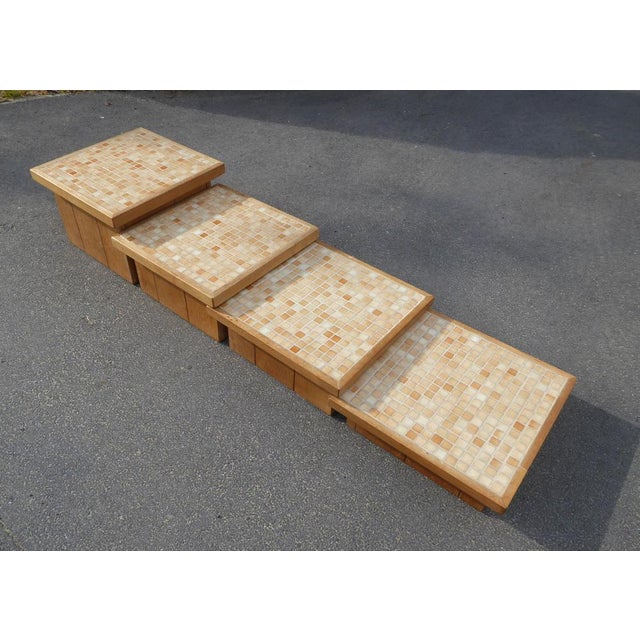 Wood Modular Pink Mosaic and Inlaid Oak Coffee Table, 1960s, Set of 4 For Sale - Image 7 of 18