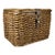 1980s Vintage Boho Chic Arts & Crafts Coastal Woven Jute Wicker & Bentwood Storage Lidded Basket For Sale