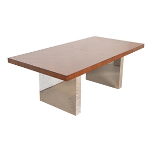 Milo Baughman for Thayer Coggin Mid-Century Modern Walnut and Chrome Dining Table, Newly Refinished