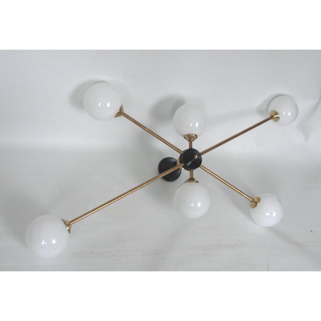 Vintage Chandelier in Brass and Glass from Stilnovo, 1960s For Sale - Image 4 of 8