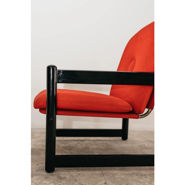 Pierrot Armchairs in Lacquered Wood and Red Fabric from Schirolli, 1980s, Set of 2 For Sale - Image 10 of 12
