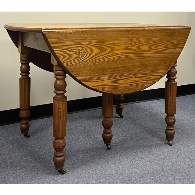 American Antique Late 19th Century Chestnut Drop Leaf Extension Dining Table For Sale - Image 3 of 10