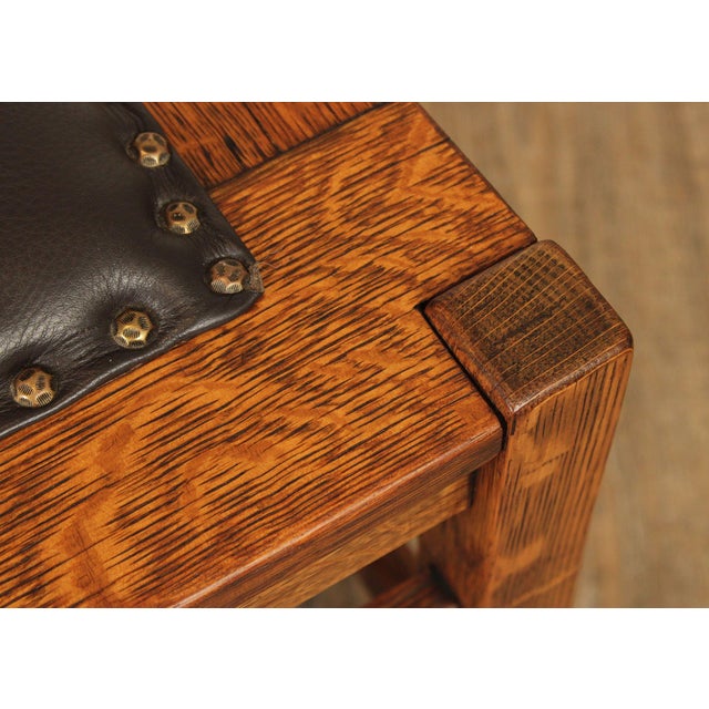 1910s Antique Mission Oak Set of Five Dining Side Chairs For Sale - Image 5 of 12