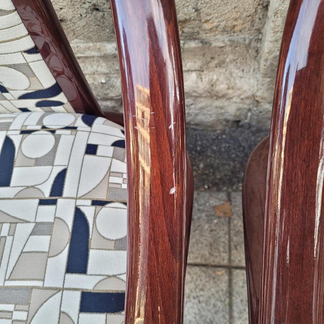 Art Deco Chairs Upholstered in Euphoria Cubista, Misia Paris, France, 1970s, Set of 4 For Sale - Image 6 of 18